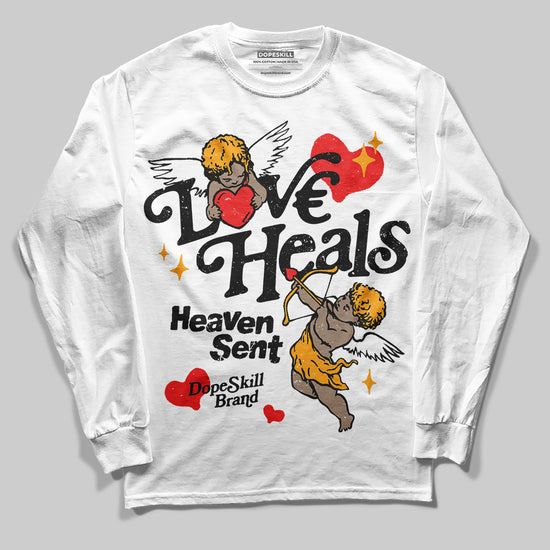 Jordan 12 Retro Black Taxi DopeSkill Long Sleeve T-Shirt New Love Heals Graphic Streetwear - White 