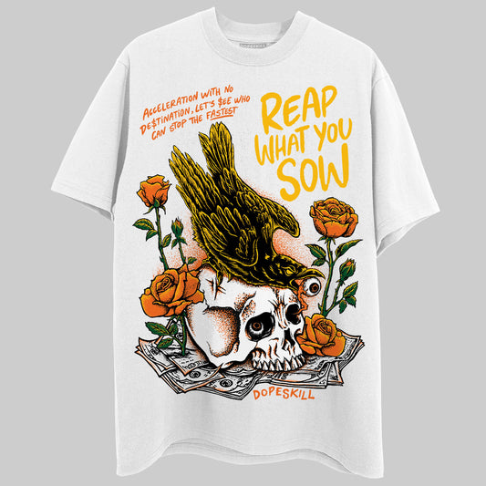 Orange, Black & White Sneakers DopeSkill T-Shirt Reap What You Sow Graphic Streetwear - White