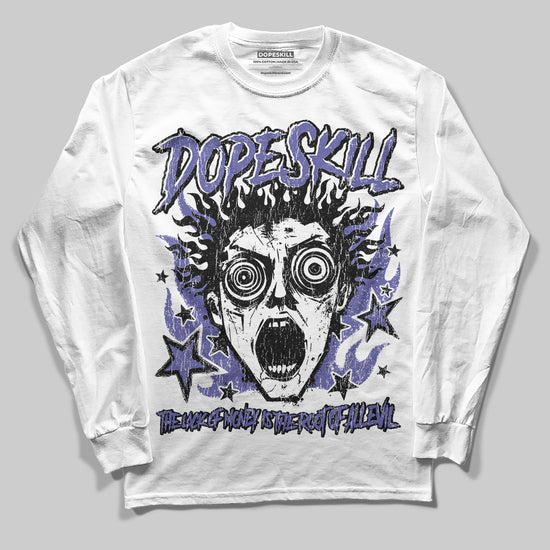 Jordan 4 Retro Lakers DopeSkill Long Sleeve T-Shirt Root of Evil Graphic Streetwear - White 
