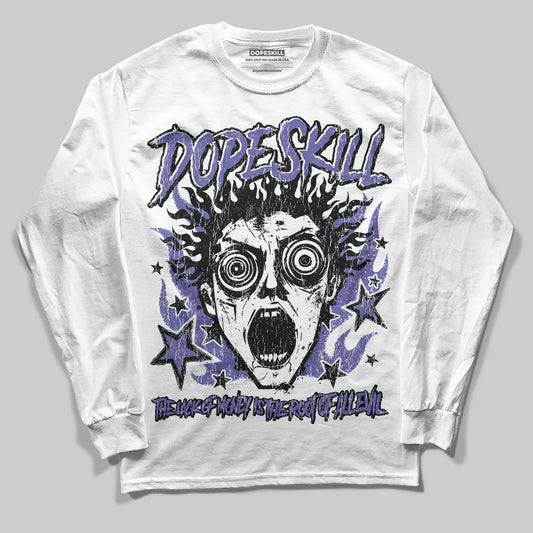 Jordan 4 Retro Lakers DopeSkill Long Sleeve T-Shirt Root of Evil Graphic Streetwear - White 