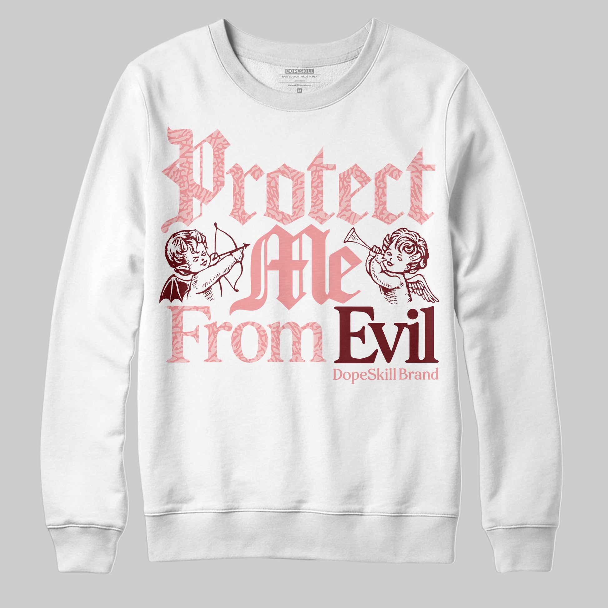 Jordan 3 Retro Valentine's Day Treat Yourself (2025) DopeSkill Sweatshirt Protect Me From Evil Graphic Streetwear - White