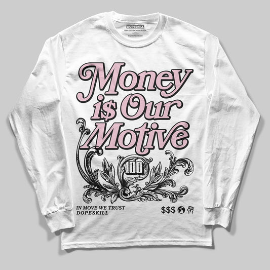 Jordan 5 OG “35th Anniversary” DopeSkill Long Sleeve T-Shirt Money Is Our Motive Typo Graphic Streetwear - White