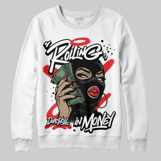 Black and White Sneakers DopeSkill Sweatshirt Rolling in Money Graphic Streetwear - White