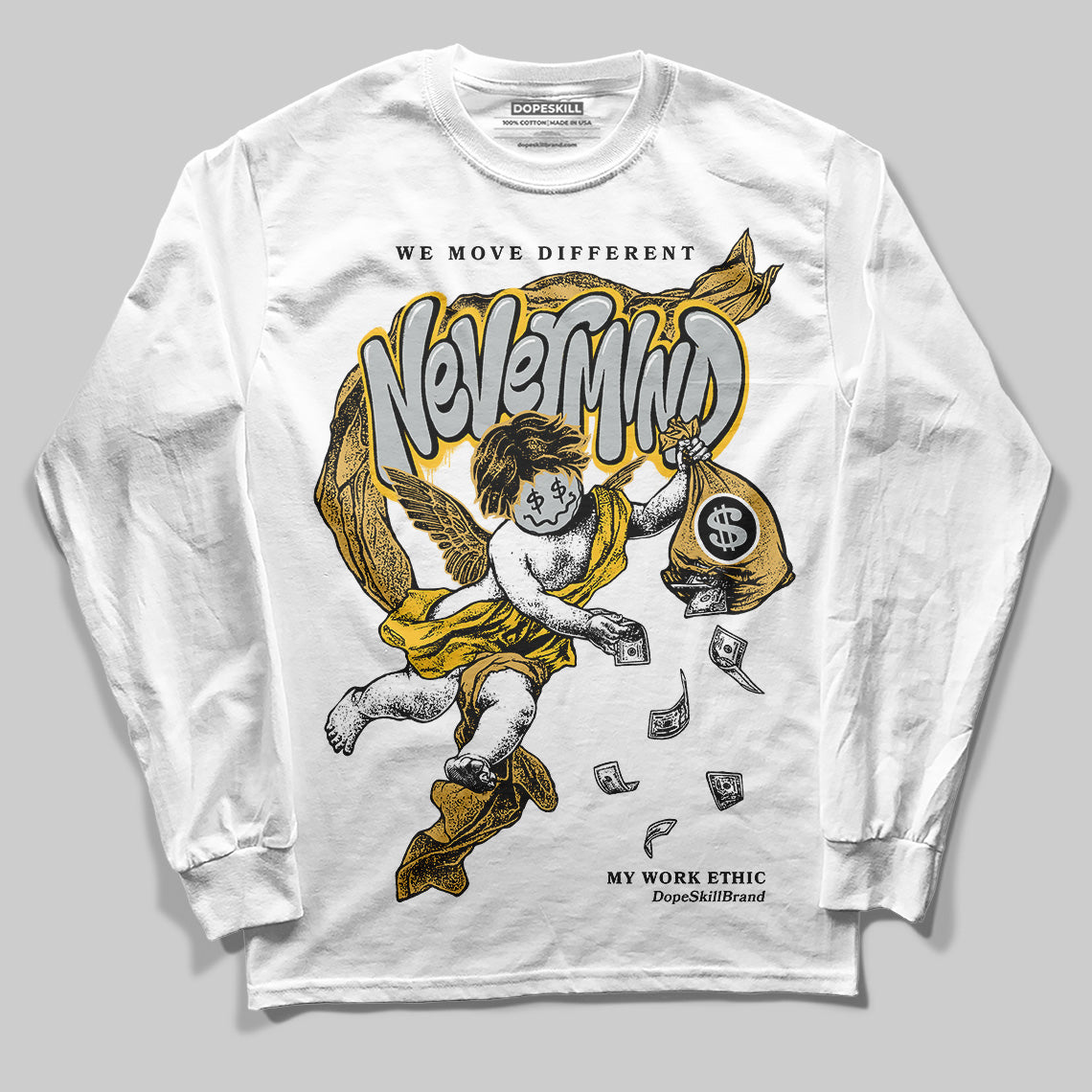 Jordan 12 "Phantom" DopeSkill Long Sleeve T-Shirt Nevermind Graphic Streetwear - White