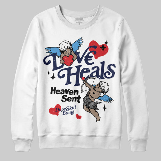 Jordan 3 "Midnight Navy" DopeSkill Sweatshirt New Love Heals Graphic Streetwear - White