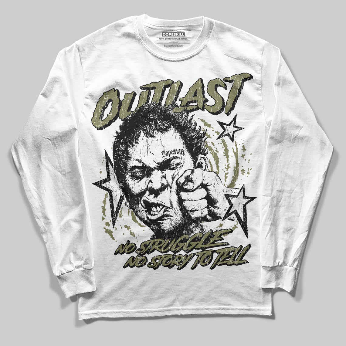 Olive Sneakers DopeSkill Long Sleeve T-Shirt Outlast Graphic Streetwear - White