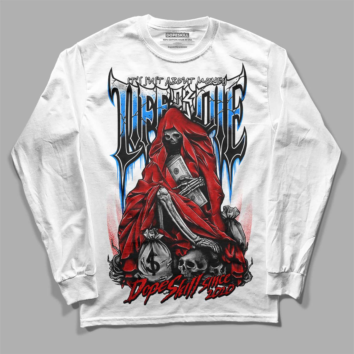 Jordan 11 Retro Cherry DopeSkill Long Sleeve T-Shirt Life or Die Graphic Streetwear - White