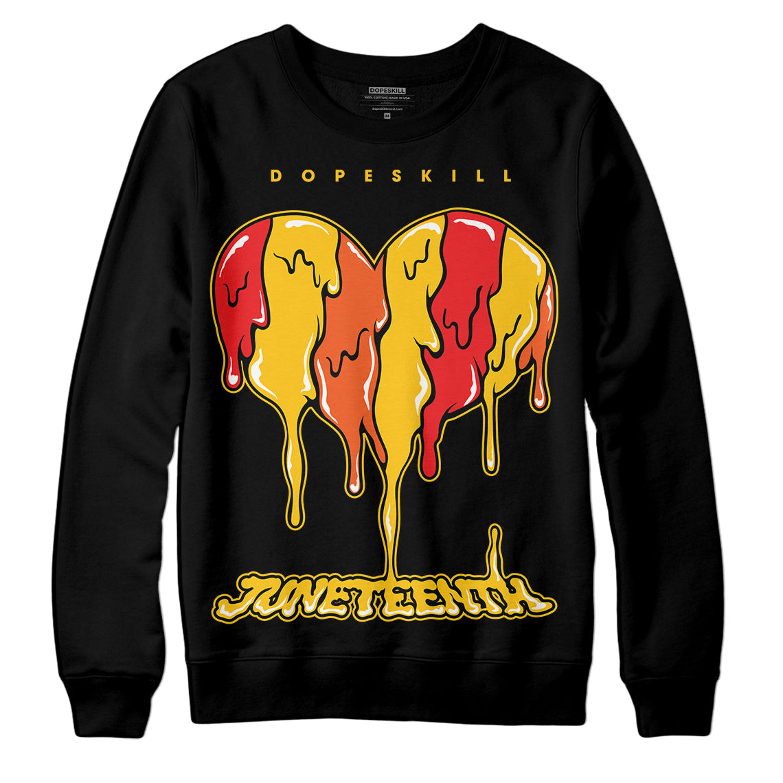 Yellow Sneakers DopeSkill Sweatshirt Juneteenth Heart Graphic Streetwear - Black