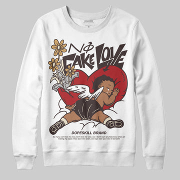 Jordan 5 “Earth/Metallic Gold” DopeSkill Sweatshirt No Fake Love Graphic Streetwear - WHite