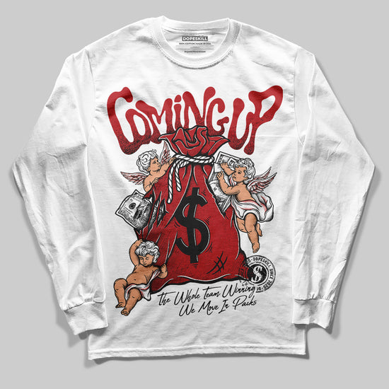 Jordan 12 Retro Flu Game (2025) DopeSkill Long Sleeve T-Shirt Money Bag Coming Up Graphic Streetwear - White