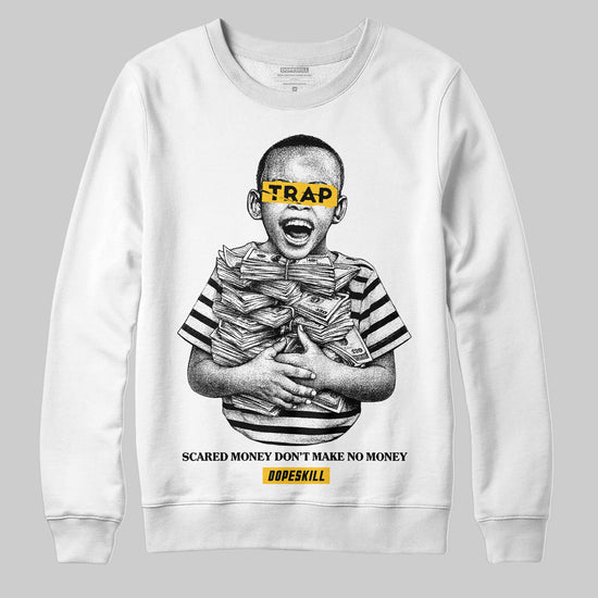 Yellow Sneakers DopeSkill Sweatshirt Scared Money Don't Make No Money Graphic Streetwear - White