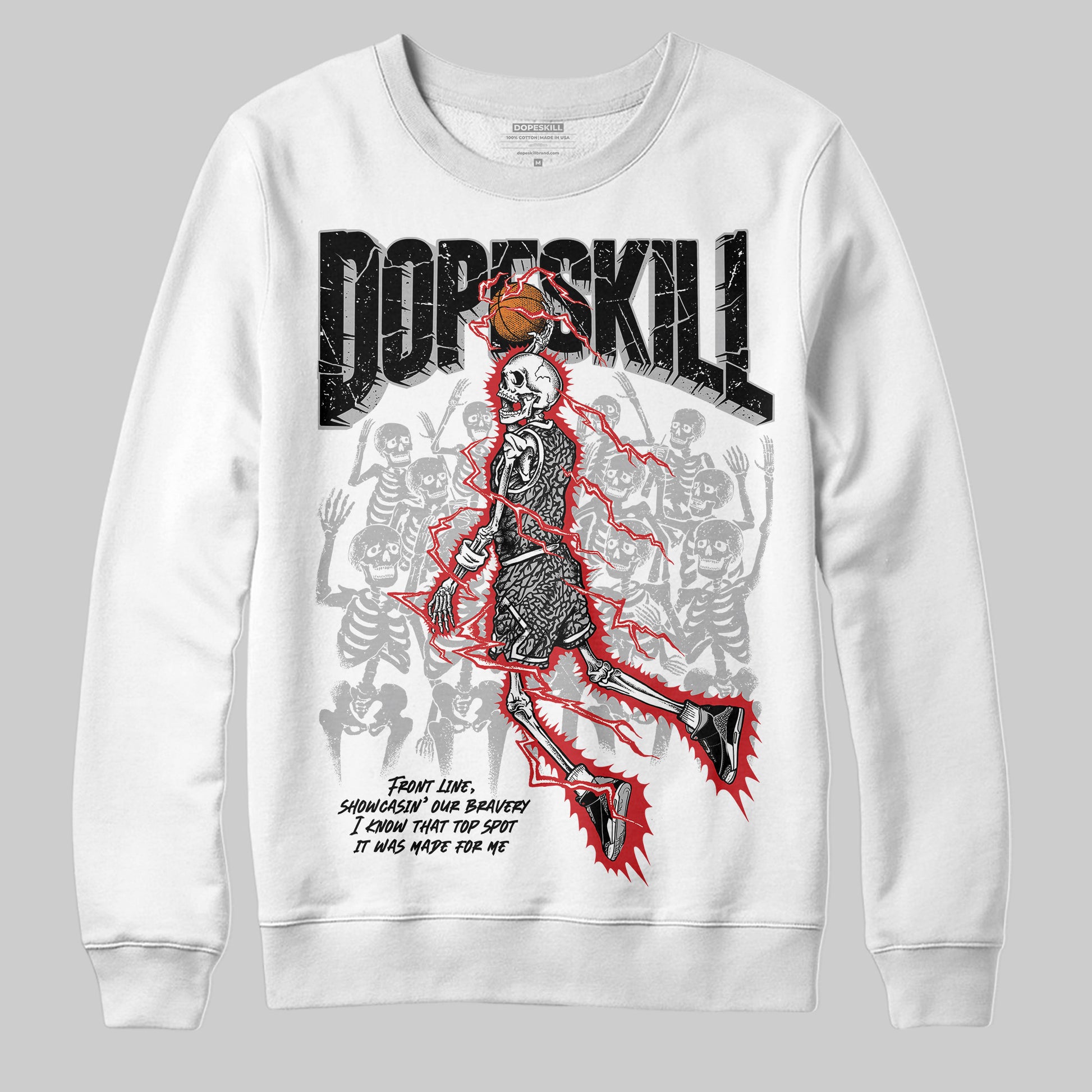 Jordan 3 OG “Black Cement” DopeSkill Sweatshirt Thunder Dunk Graphic Streetwear - White