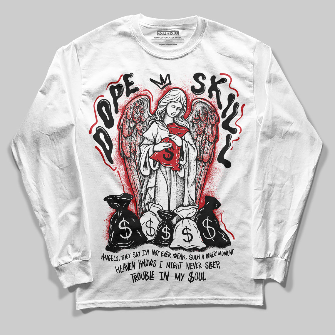 Jordan 11 “Bred Velvet” DopeSkill Long Sleeve T-Shirt Angels Graphic Streetwear - White