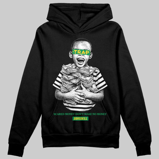 Green Sneakers DopeSkill Hoodie Scared Money Don't Make No Money Graphic Streetwear - Black