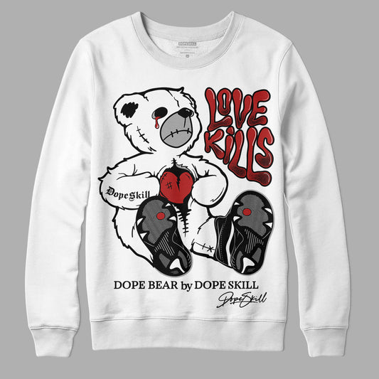 Jordan 14 "Black/White" DopeSkill Sweatshirt Love Kills Graphic Streetwear - White