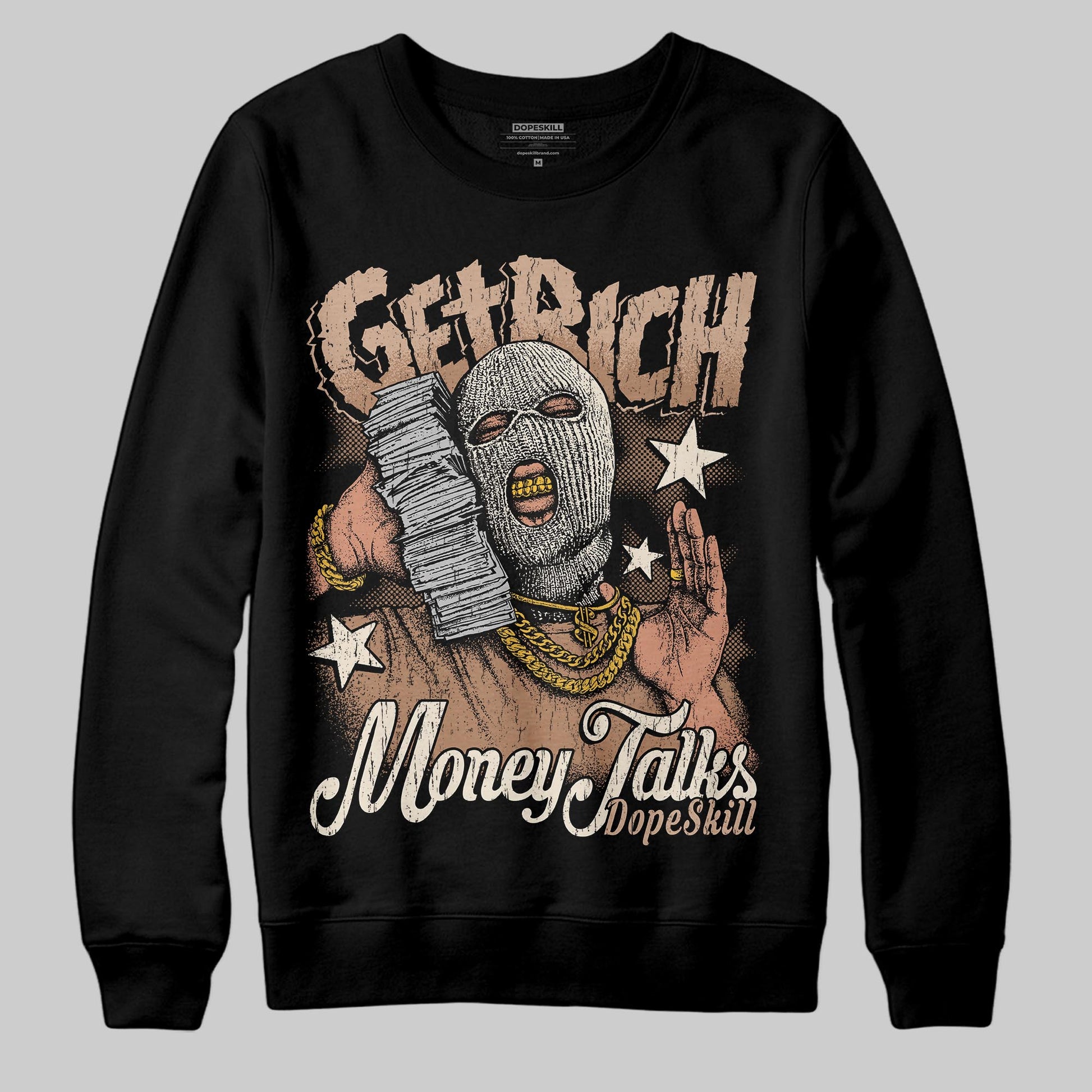 Jordan 4 Retro Cozy Girl DopeSkill Sweatshirt Get Rich Graphic Streetwear - Black