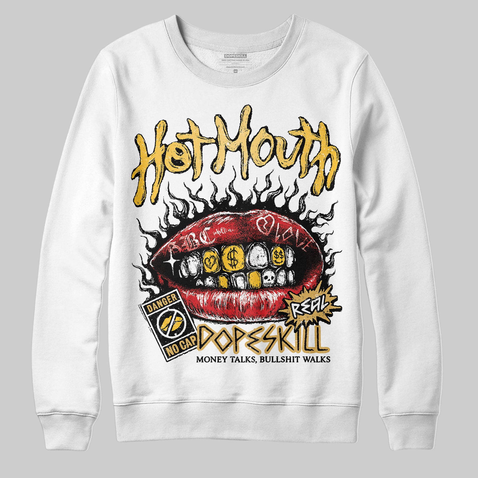 Jordan 12 "Phantom" DopeSkill Sweatshirt Hot Mouth Graphic Streetwear - White