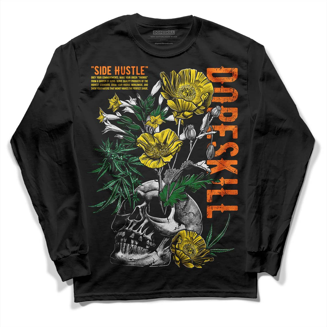 Dunk Low Reverse Brazil DopeSkill Long Sleeve T-Shirt Side Hustle Graphic Streetwear - Black