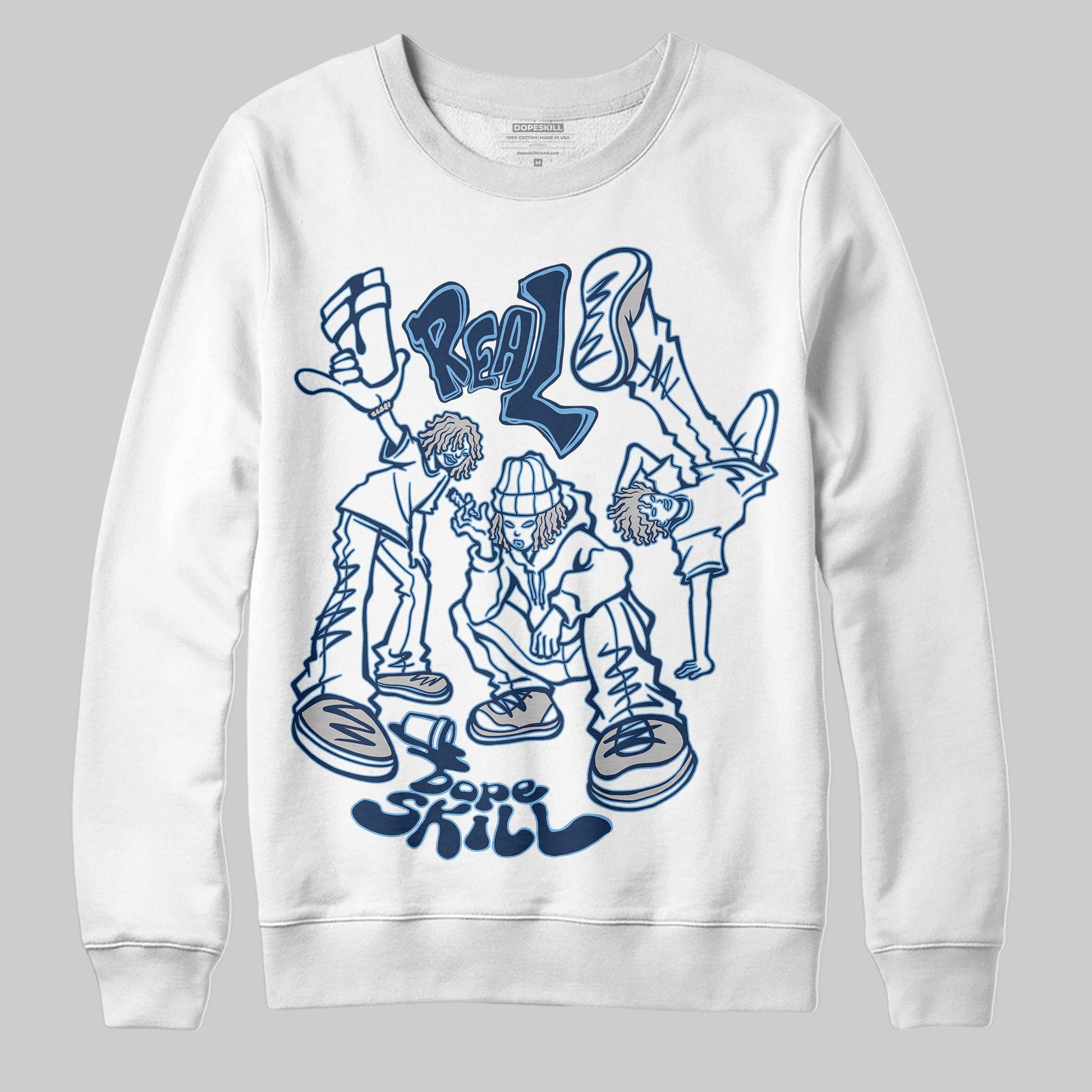 Jordan 4 SB “Summit White/Navy” DopeSkill Sweatshirt Real Y2K Players Graphic Streetwear - WHite