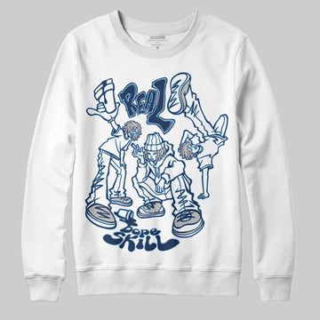 Jordan 4 SB “Summit White/Navy” DopeSkill Sweatshirt Real Y2K Players Graphic Streetwear - WHite