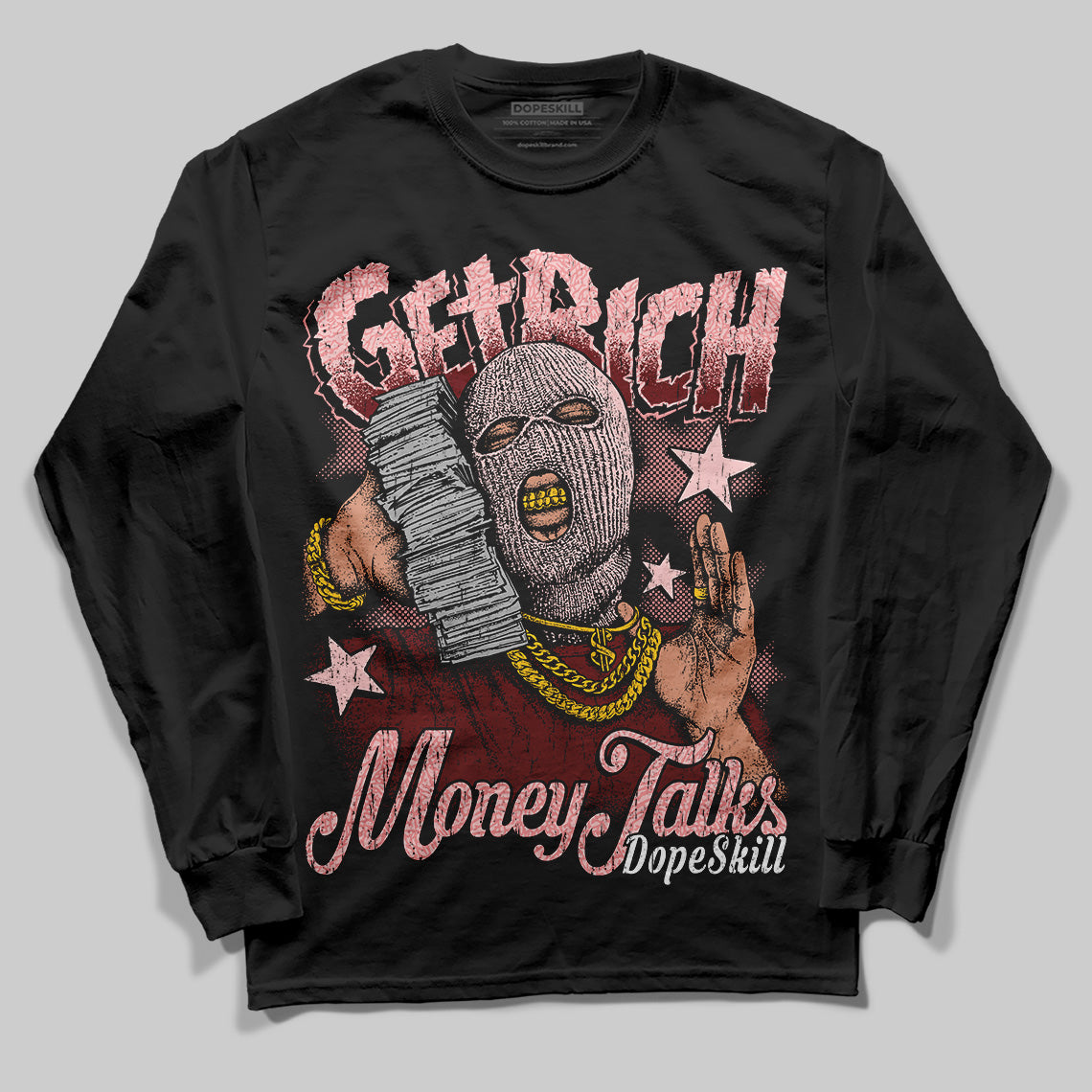 Jordan 3 Retro Valentine's Day Treat Yourself (2025) DopeSkill Long Sleeve T-Shirt Get Rich Graphic Streetwear - Black