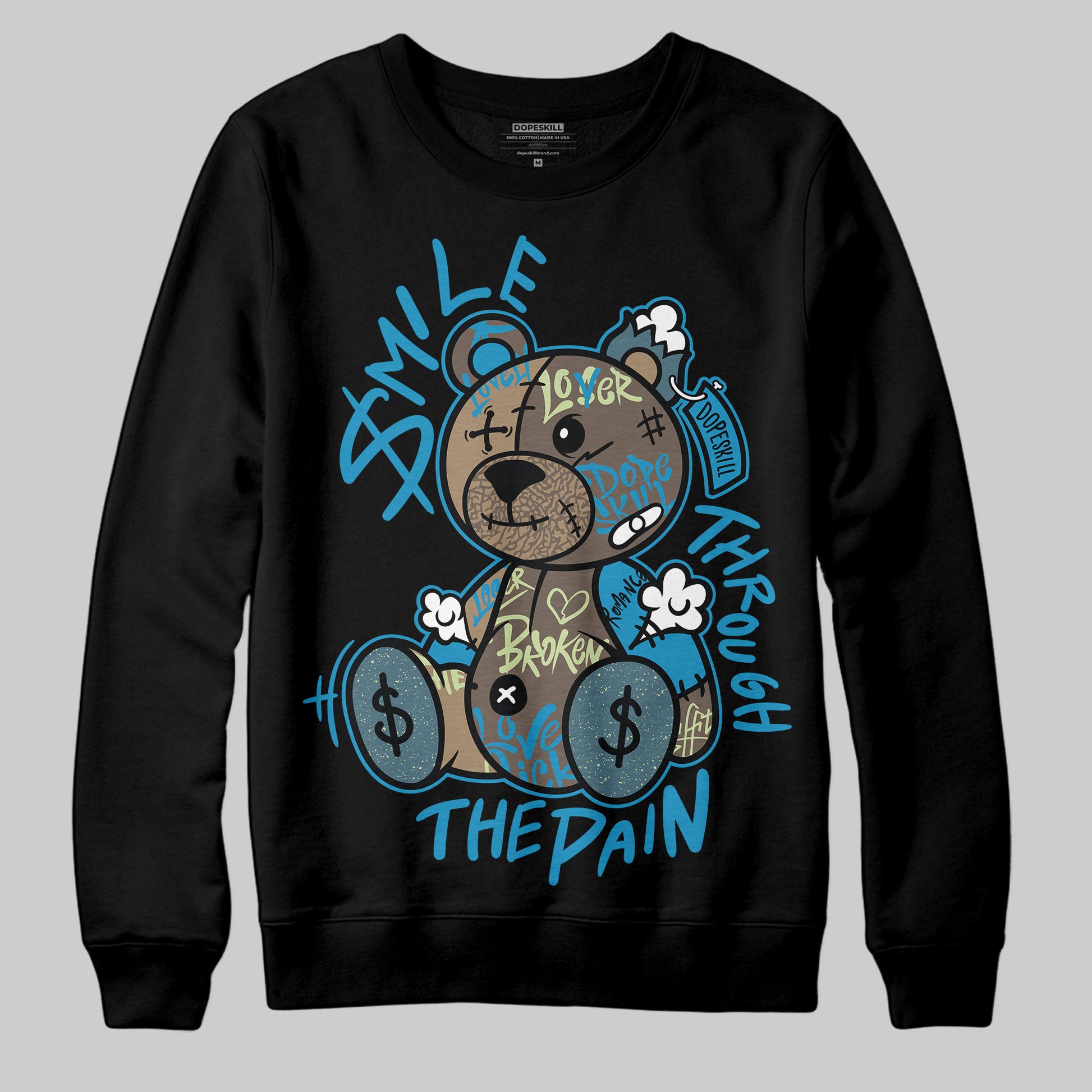 Jordan 3 GS “We Outside” DopeSkill Sweatshirt Smile Through The Pain Graphic Streetwear - Black
