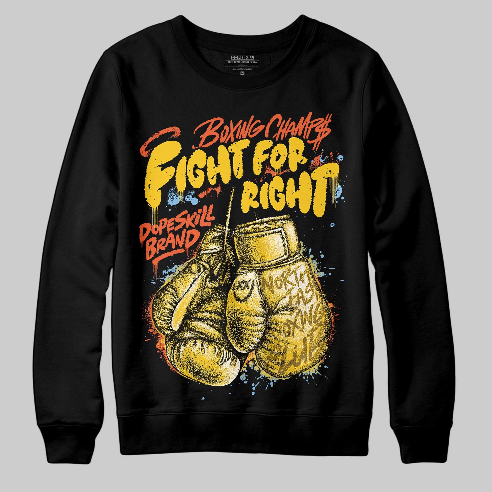 Yellow Sneakers DopeSkill Sweatshirt Fight For Right Graphic Streetwear - Black