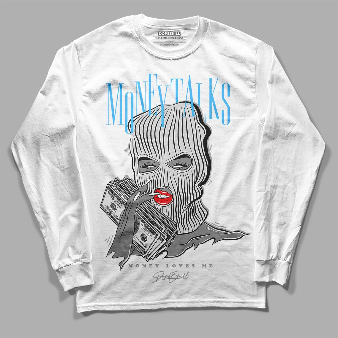 Dunk Low ‘Pure Platinum’ DopeSkill Long Sleeve T-Shirt Money Talks Graphic Streetwear - White