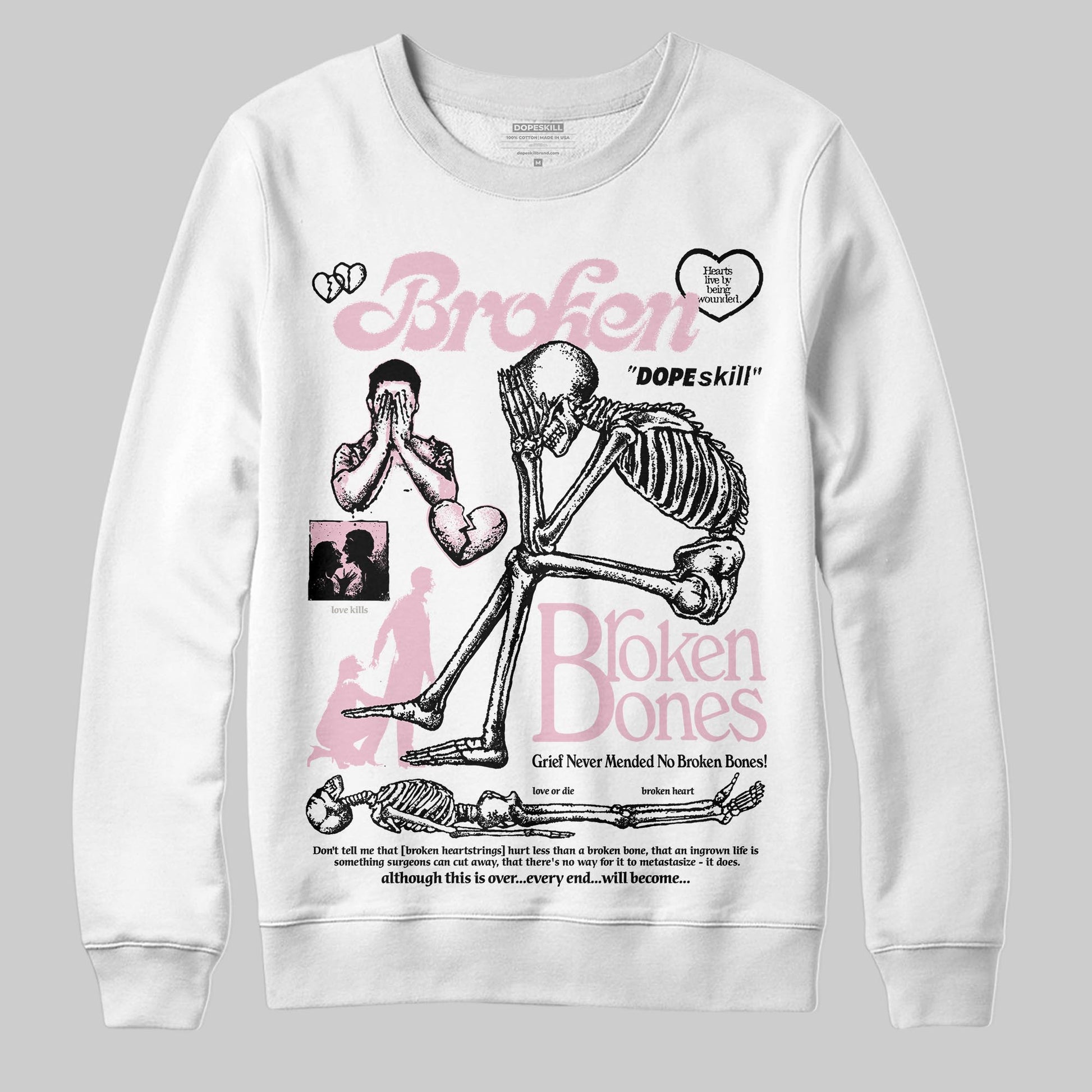 Jordan 5 OG “35th Anniversary” DopeSkill Sweatshirt Broken Bones Graphic Streetwear - White 