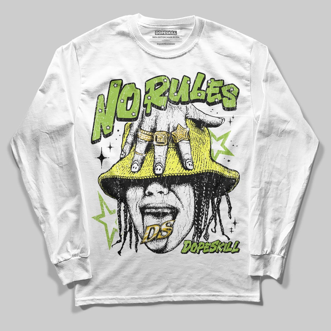Green Sneakers DopeSkill Long Sleeve T-Shirt No Rules Graphic Streetwear - White