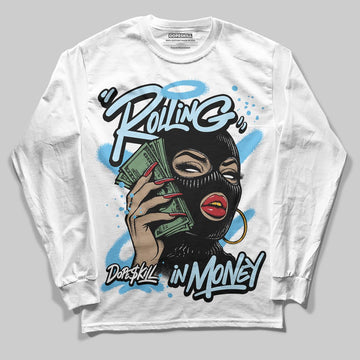 Jordan 11 Retro Legend Blue DopeSkill Long Sleeve T-Shirt Rolling in Money Graphic Streetwear - White