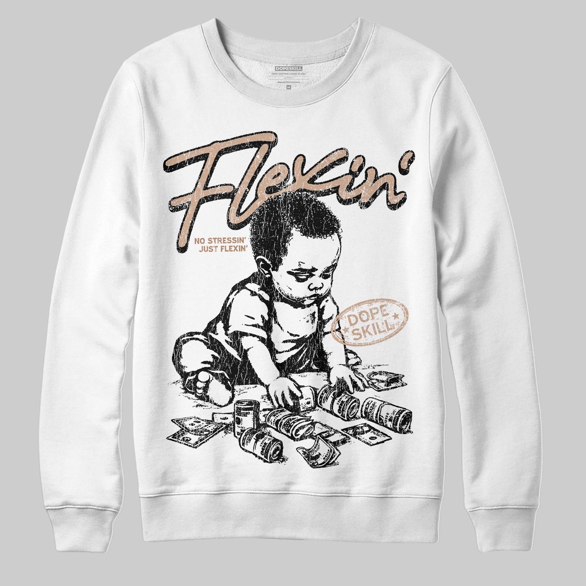 Jordan 4 Retro Cozy Girl DopeSkill Sweatshirt Flexin' Graphic Streetwear - White