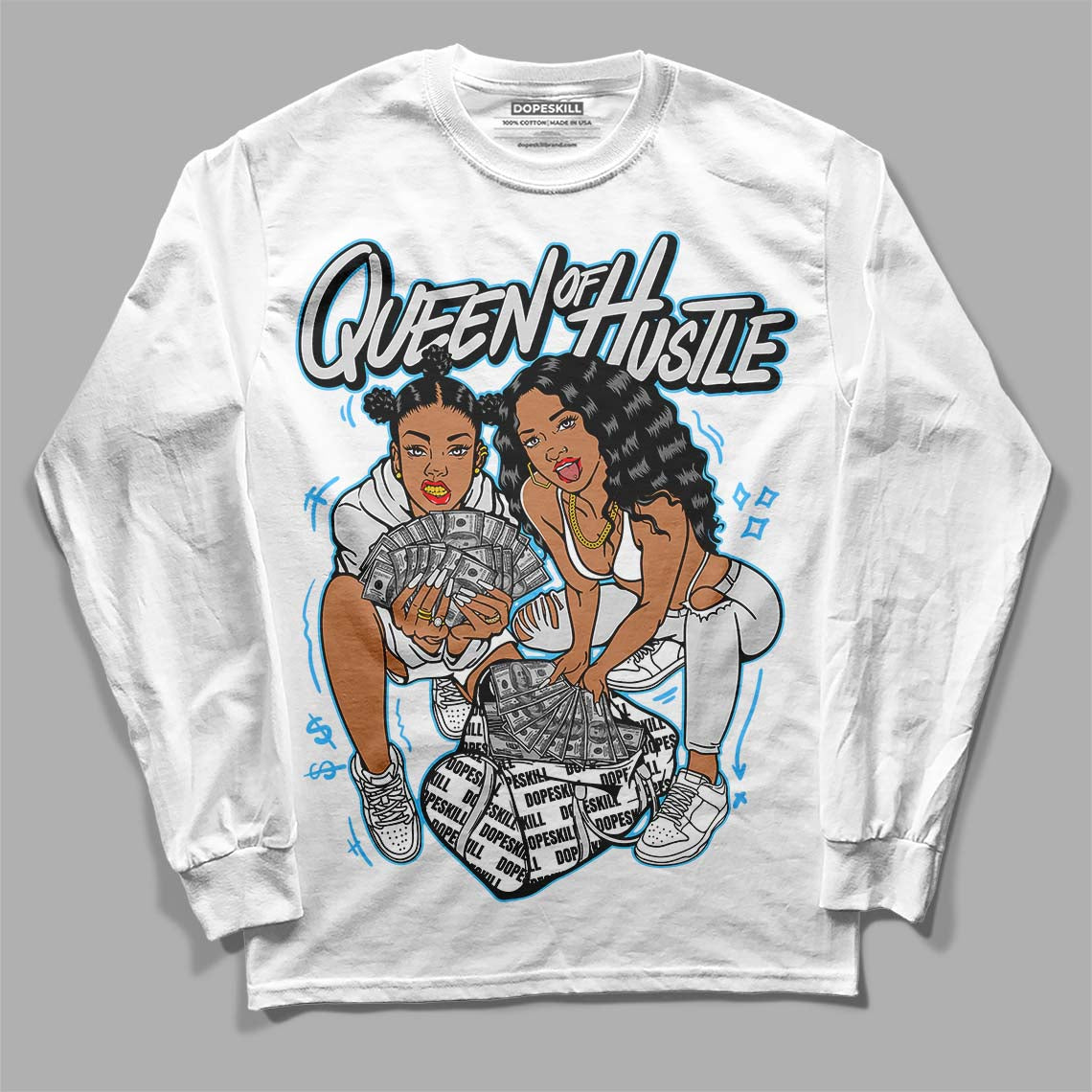 Dunk Low ‘Pure Platinum’ DopeSkill Long Sleeve T-Shirt Queen Of Hustle Graphic Streetwear - White