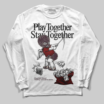 Adidas Samba OG Maroon Gold Metallic DopeSkill Long Sleeve T-Shirt Play together, Stay together Graphic Streetwear - White 