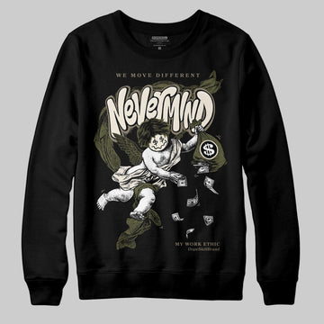Jordan 3 “Medium Olive” aka “Family Affair” DopeSkill Sweatshirt Nevermind Graphic Streetwear - Black