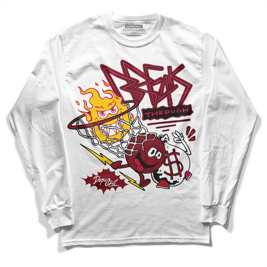 Jordan 1 Retro High '85 OG Metallic Burgundy DopeSkill Long Sleeve T-Shirt Break Through Graphic Streetwear - White