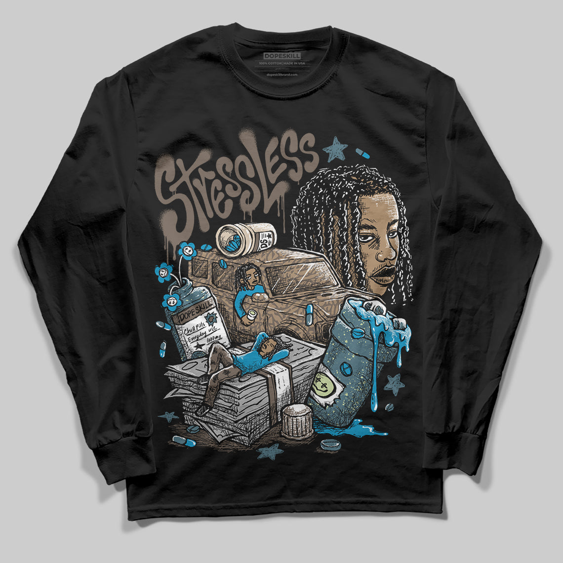 Jordan 3 GS “We Outside” DopeSkill Long Sleeve T-Shirt Stressless Graphic Streetwear - Black