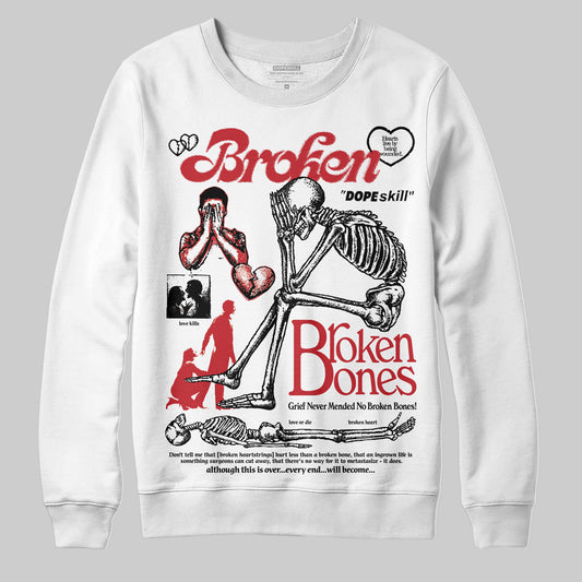 Jordan 11 Retro Low Bred (2025) DopeSkill Sweatshirt Broken Bones Graphic Streetwear - White 