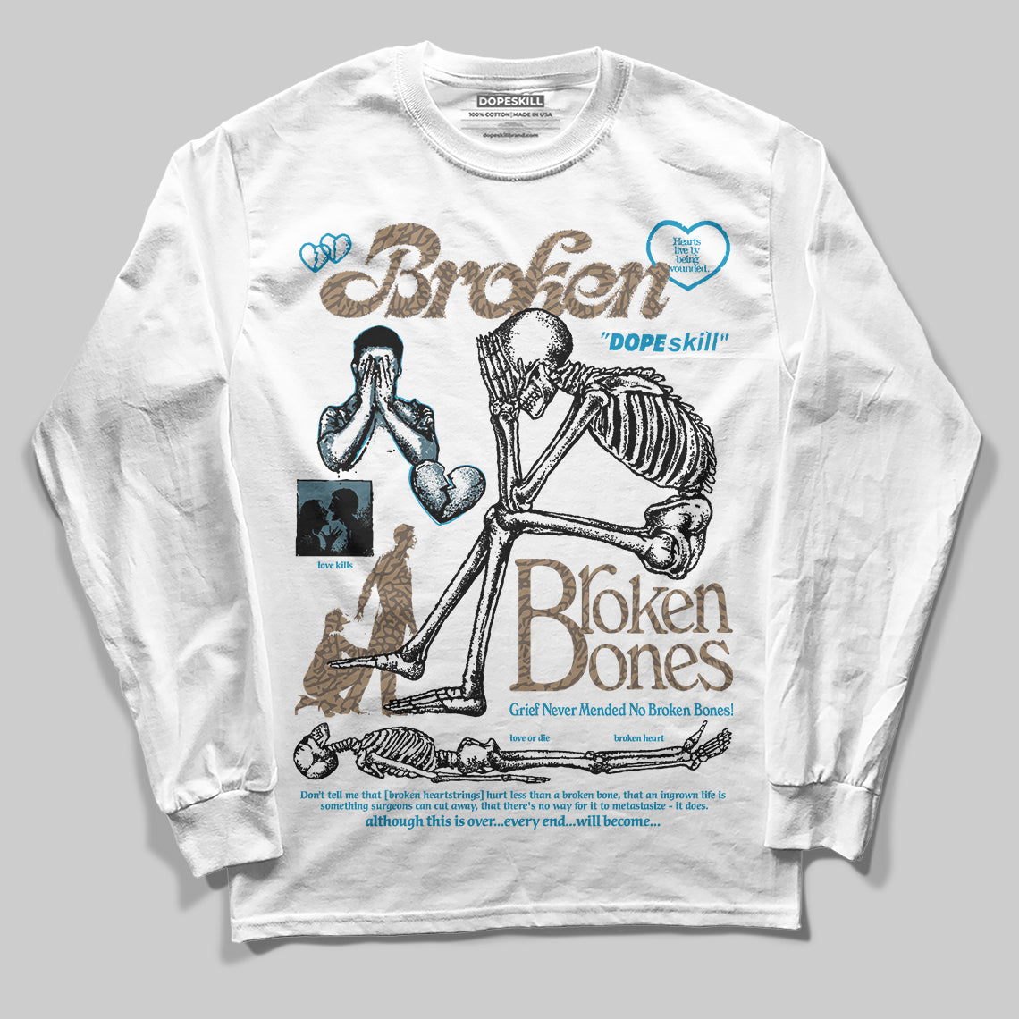 Jordan 3 GS “We Outside” DopeSkill Long Sleeve T-Shirt Broken Bones Graphic Streetwear - White