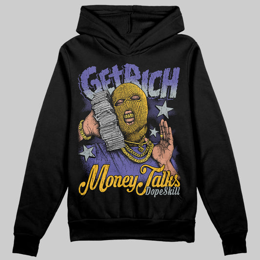 Jordan 4 Retro Lakers DopeSkill Hoodie Sweatshirt Get Rich Graphic Streetwear - Black
