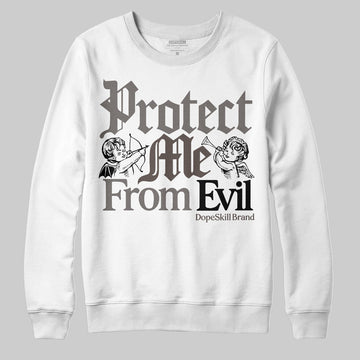 Jordan 4 Retro Cave Stone DopeSkill Sweatshirt Protect Me From Evil Graphic Streetwear - White