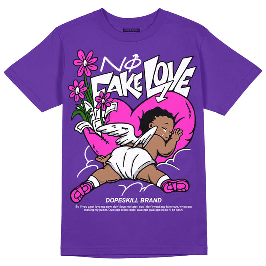 PURPLE Sneakers DopeSkill Purple T-Shirt No Fake Love Graphic Streetwear