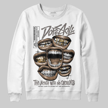 Jordan 4 Retro Cave Stone DopeSkill Sweatshirt The Mouth With No Droughts Graphic Streetwear - White 