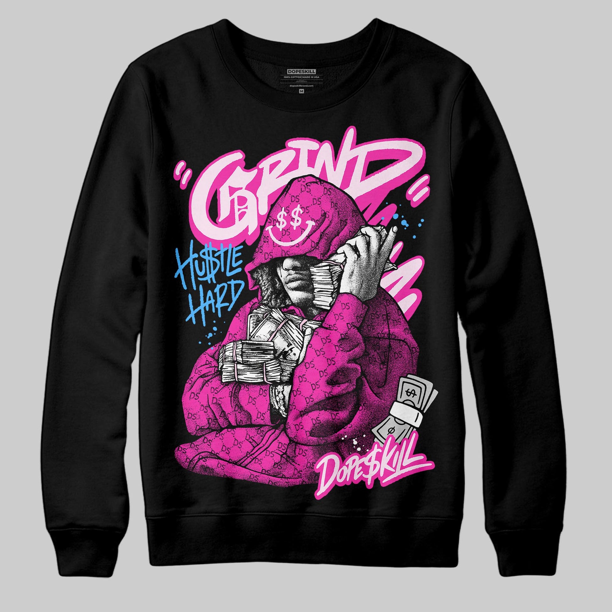 Pink Sneakers DopeSkill Sweatshirt Grind Pray Graphic Streetwear - Black