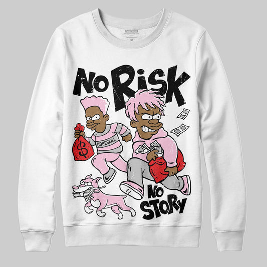 Awake NY x Air Jordan 5 Arctic Pink DopeSkill Sweatshirt No Risk No Story Graphic Streetwear - White 