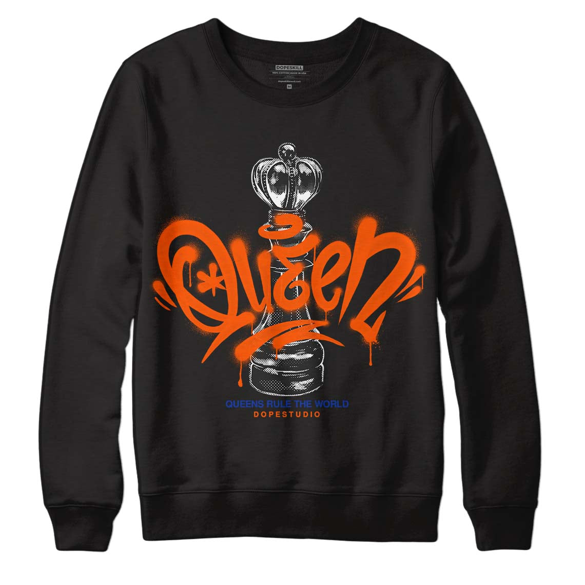 Dunk Low Futura Orange Blaze DopeSkill Sweatshirt Queen Chess Graphic Streetwear - Black