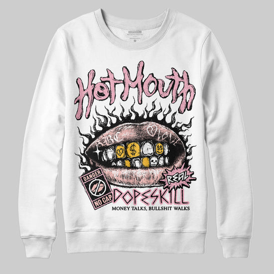 AMIRI White & Pink Stars Court Sneakers DopeSkill Sweatshirt Hot Mouth Graphic Streetwear - White