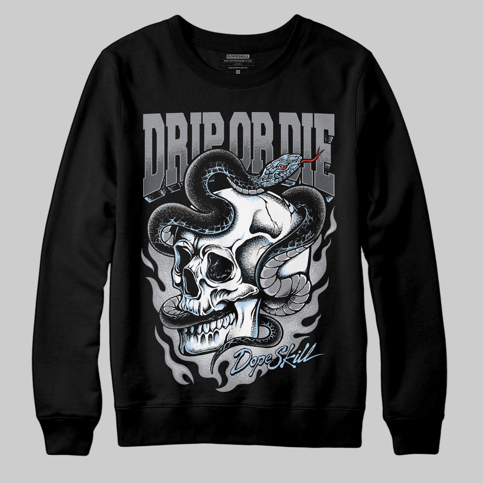 Jordan 5 Retro Wolf Grey (2026) DopeSkill Sweatshirt Drip or Die Graphic Streetwear - Black