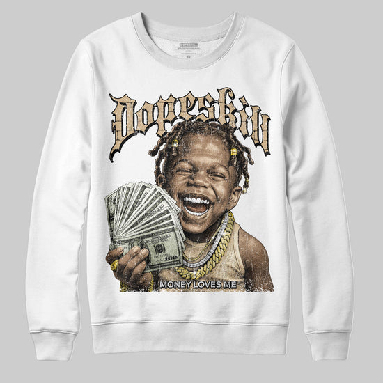 TAN Sneakers DopeSkill Sweatshirt Money Loves Me Graphic Streetwear - White