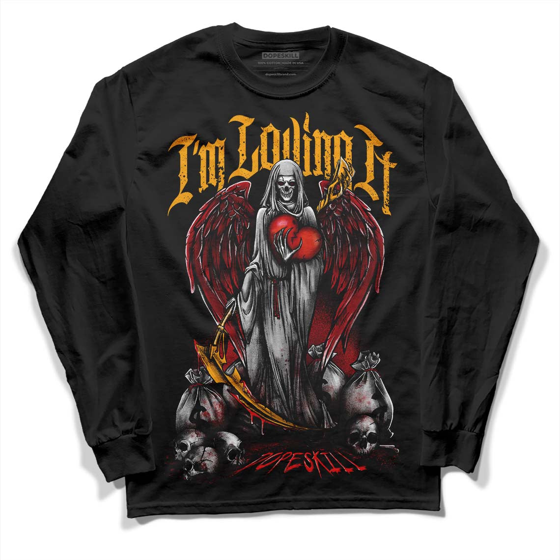 Jordan 7 Retro Cardinal DopeSkill Long Sleeve T-Shirt New I'm Loving It Graphic Streetwear - Black